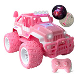 Carrinho Controle Remoto Brinquedo Recarregável Jipe Rosa