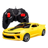Carrinho Controle Remoto Grande Brinquedo Ferrari Farol Led Cor Vermelho Personagem Camaro Amarelo