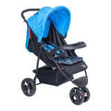 Carrinho De Bebê 3 Rodas Baby Style Travel System Urban Azul Com Chassi De Cor Preto