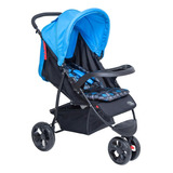 Carrinho De Bebê 3 Rodas Baby Style Urban Azul Com Chassi De Cor Preto