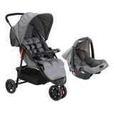 Carrinho De Bebê 3 Rodas Voyage Travel System Delta Cinza grid Com Chassi De Cor Preto