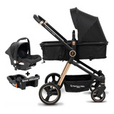 Carrinho De Bebê Aston Premium Baby Gold preto