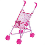 Carrinho De Bebê Boneca Infantil Dobrável Rosa Menina