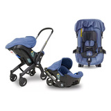 Carrinho De Bebê Cadeirinha Assento E Bebê Conforto Para Carro 3 Em 1 Azul Dobrável Embee