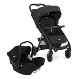 Carrinho De Bebê Com Bebê Conforto Muze E Juva Joie Cor Preto Coal Chassi Preto