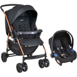 Carrinho De Bebê De Paseio Travel System Burigotto Rio K Rio K Preto Com Chassi De Cor Cobre
