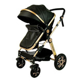 Carrinho De Bebê De Paseio Travel System Club Baby Golden Preto Com Chassi De Cor Dourado
