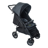 Carrinho De Bebê Maranello Preto Cinza Galzerano