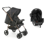 Carrinho De Bebê Passeio Alça Reversível Travel System Milano Preto Galzerano