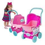 Carrinho De Boneca Bebê Reborn Ninos Alive Cotiplas Rosa