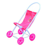 Carrinho De Boneca E Bebê Reborn Rosa Brinquedo Dobrável