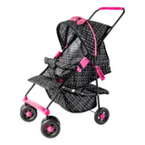 Carrinho De Boneca Luxo Bebê Reborn Milano 72cm Preto rosa