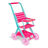 Carrinho De Boneca Reborn Brinquedo Dobrável 69cm Rosa
