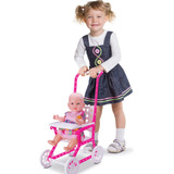 Carrinho De Boneca Reborn Brinquedo Passeio Menina Dobrável