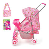 Carrinho De Boneca Reborn Milano Luxo Oliveira Rosa Menina