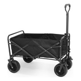 Carrinho De Carga Portátil Dobrável De Camping Robusto Cor Preto