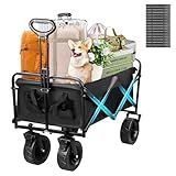 Carrinho De Compras Dobrável Com Mesa- Suporta 175kg De Carga- Leve 6-45kg - Rodas PU 8- Freio Duplo- 180L Em Oxford 600D- Multiuso Para Feira- Praia- Transporte- Ferramentas- Pets E Camping