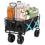 Carrinho De Compras Dobrável Multiuso Com 175kg De Capacidade - Carrinho De Feira- Carga- Ferramentas- Praia- Mão E Pet - Leve 6-45kg- Rodas PU Com Freio E Design Compacto -Sem Mesa- Unidade- 1-