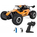 Carrinho De Controle Remoto- Alloy Metal- Alta Velocidade 20km-h- 4x4 Off Road- Pneus De Borracha- Amortecimento E Farol De Milha -Laranja-