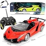 Carrinho De Corrida Controle Remoto Esportivo Conversível Com Luz De Farol LED 7 Funções Design Realista E Bateria Recarregável Vermelho Lamborg
