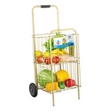 Carrinho De Feira Super Reforçado Compras Big Cor Dourado