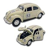 Carrinho De Ferro Fusca 53- Miniatura De Carro Colecionável- Abre Portas E Capô- Com Fricção- Bege- 12 CM