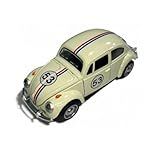 Carrinho De Ferro Fusca 53- Miniatura De Carro Colecionável- Abre Portas E Capô Com Fricção Bege Fusquinha Clássico 12cm Escala 1-32 Die-Cast