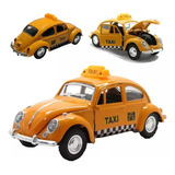 Carrinho De Ferro Fusca Taxi Miniatura Abre Porta Carro