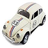 Carrinho De Ferro Fusquinha Herbie 53- Miniatura De Carro Colecionável Em Metal- Abre Portas E Capô- Com Fricção- Branco- 12cm