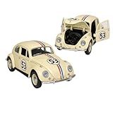 Carrinho De Ferro Fusquinha Herbie 53 Clássico Abre As Portas E O Capô Modelo De Coleção Com Fricção E Detalhamento Realista