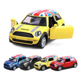 Carrinho De Ferro Miniatura Mini Cooper S Amarelo Metal 1 28