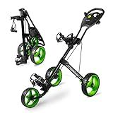Carrinho De Golfe Júnior Dobrável De 3 Rodas Suportes Superiores E Inferiores Com Alça Elástica Sistema De Frenagem Rápida Simples Acessórios De Carrinho De Golfe Com Novo Suporte De Cartão De