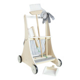 Carrinho De Limpeza De Brinquedo Infantil Madeira Completo