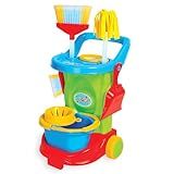 Carrinho De Limpeza Infantil Brinquedo Completo Vassoura Esfregão Pá Balde Material Resistente