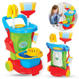 Carrinho De Limpeza Infantil Kit Completo Crianças Divertido