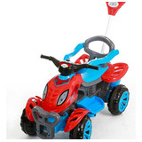 Carrinho De Passeio Bebê Infantil Com Empurrador E Pedal Cor Vermelho C Azul