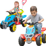 Carrinho De Passeio Infantil Quadriciclo Haste Pedal Menina Cor Colorido