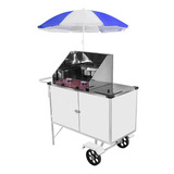 Carrinho De Tapioca Cefaz Luxo Branco Com Guarda Sol Bl13mgs