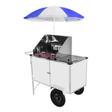 Carrinho De Tapioca Cefaz Luxo Branco Guarda Sol Bl14p gs