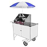 Carrinho De Tapioca Cefaz Luxo Branco Rodas Maciças E Guarda Sol Bl13m Gs