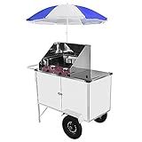 Carrinho De Tapioca Cefaz Luxo Branco Rodas Pneumáticas E Guarda Sol Bl14p Gs