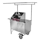 Carrinho De Tapioca Inox Com Com 3 Molheiras Fogão 2 Bocas Rodas Maciças E Guarda Sol L13m T