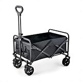 Carrinho Dobrável De Carroça Dobrável Para Uso Ao Ar Livre- Carrinhos De Jardim- Carroça De Supermercado Portátil- Alça Ajustável- Carrinhos De Carroça De Acampamento De Praia Com Porta-copos Para