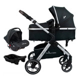 Carrinho E Bebê Conforto Kansas Prata preto Premium Baby