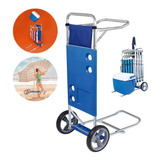 Carrinho E Mesa De Praia Com Avanço Para Caixa Térmica Mor Cor Azul