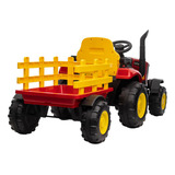 Carrinho Elétrico Infantil Trator 12v Vermelho Usb Mp3 Led
