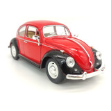 Carrinho Ferro Miniatura Fusca Beetle Volkswagen 1967 1 24 Cor Vermelho preto