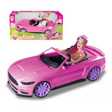 Carrinho Flash Girl Rosa Tipo Barbie 2 Lugares Brinquedo