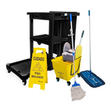 Carrinho Funcional Limpeza Black Kit Limpeza Umida E Seca