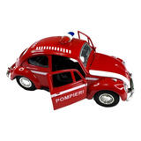 Carrinho Fusca Ferro Bombeiro Metal Miniatura Coleção Abre